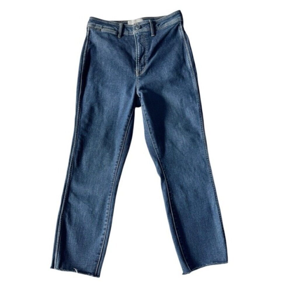 Everlane The Way High Skinny Jean Women's Sz 30 Medium Wash Raw Hem Ankle Jeans